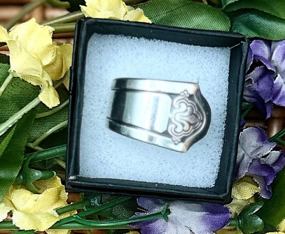 Moonlit Beauty: Silver-Plated Spoon Ring (Size 9)